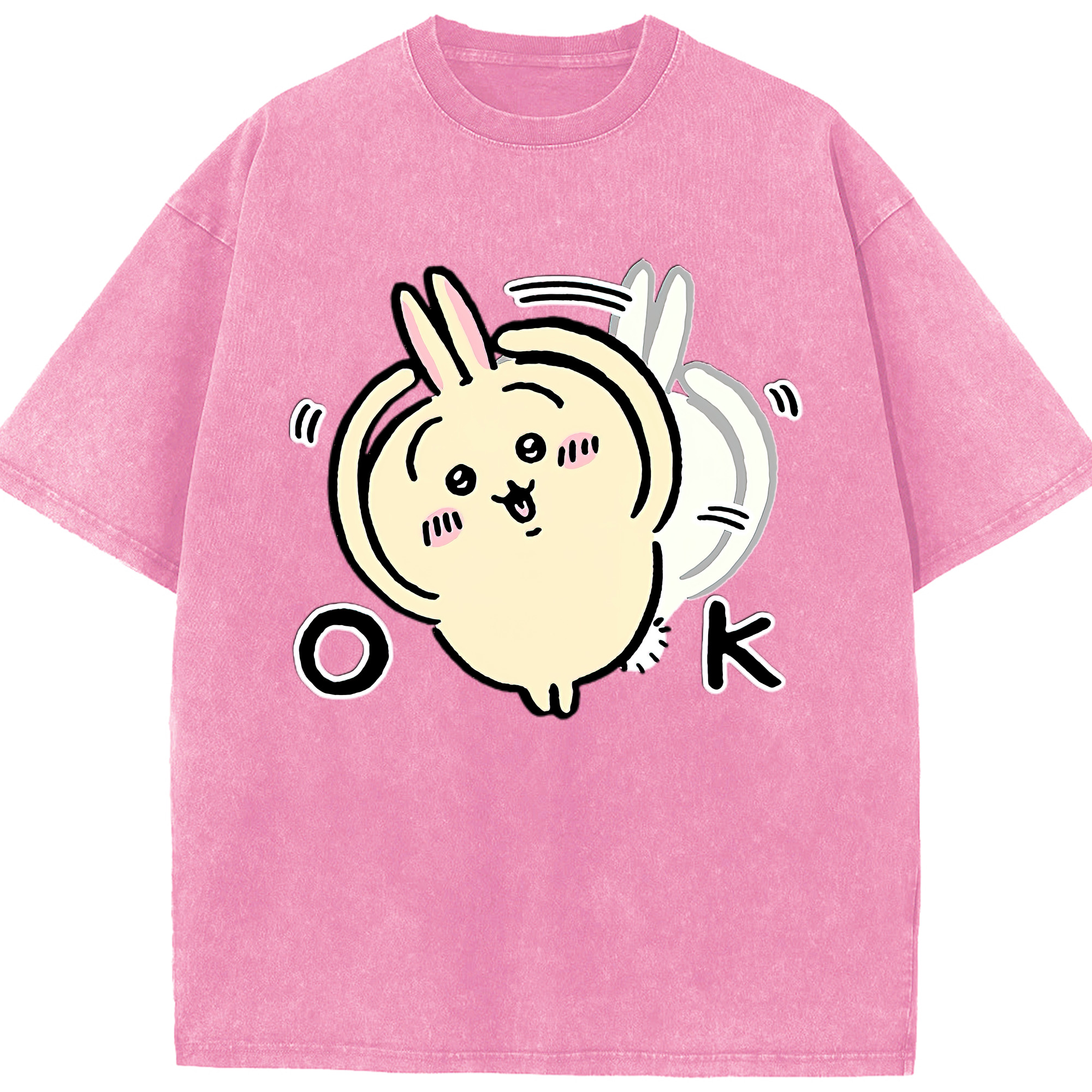 （画像用） ちいかわ うさぎ Chii-kawa usagi 綿100% ヴィンテージ風 半袖Tシャツ（フロントプリント）